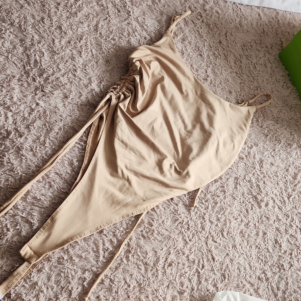 Beige Ruched Swimsuit